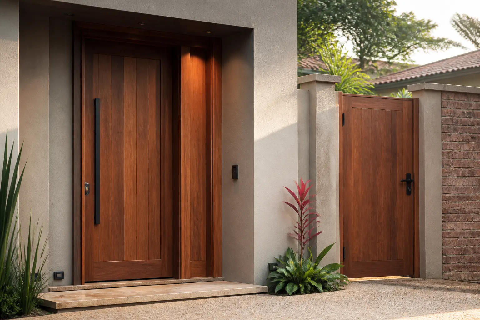 Referencia ilustrativa de puerta de madera para vivienda en Asunción